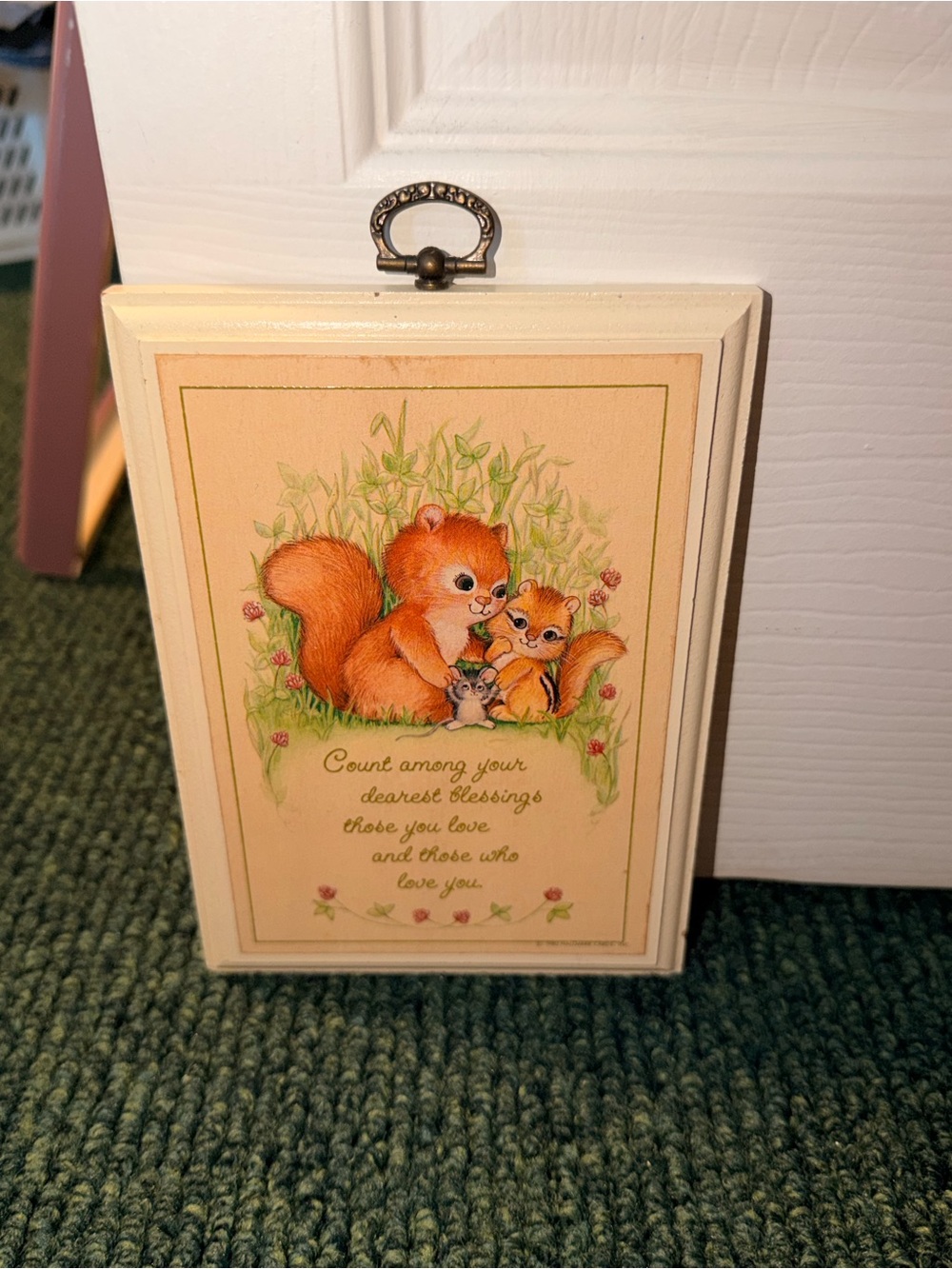 Hallmark Orange and Cream Squirrel Family Wall Plaque